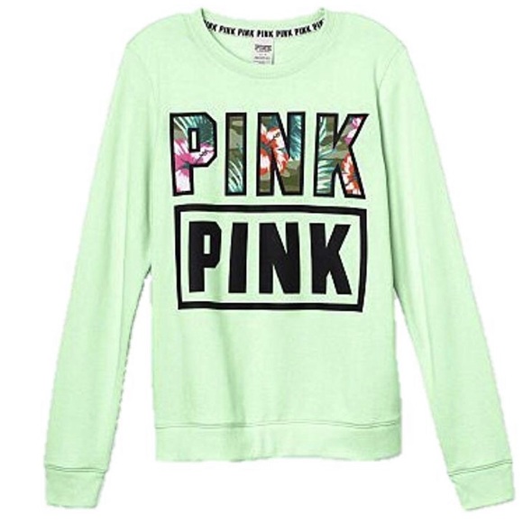 PINK Victoria's Secret Sweaters - Victoria's Secret Pink Tropical Crewneck